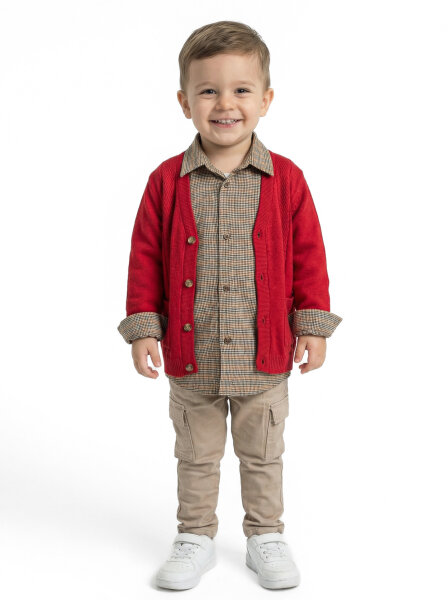 Erkek Çocuk 4'lu Alt Üst Takım 1-5 Yaş 4280 Kırmızı - Top Kids