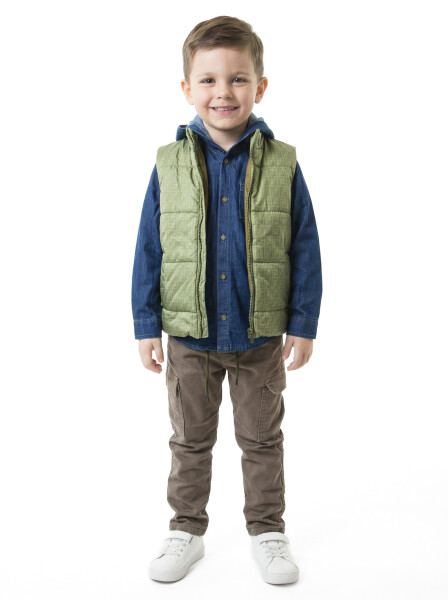 Erkek Çocuk 4'lu Alt Üst Takım 2-7 Yaş 4424 Haki - 3