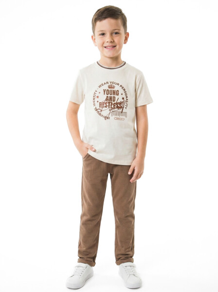 Erkek Çocuk 3'lu Alt Üst Takım 4-10 Yaş 4686 Bej - 3