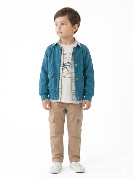 Erkek Çocuk 4'lu Alt Üst Takım 3-8 Yaş 4504 Turkuaz - Top Kids