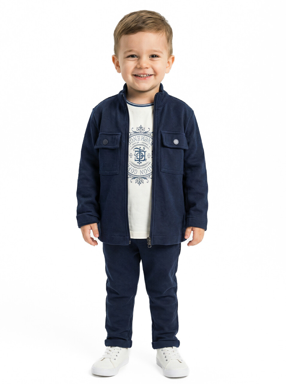 Erkek Çocuk 3'lu Alt Üst Takım 6-36 Ay 4302 Lacivert - 1