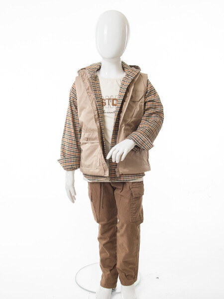 Erkek Çocuk 4'lu Alt Üst Takım 2-7 Yaş 4502 Bej - 8