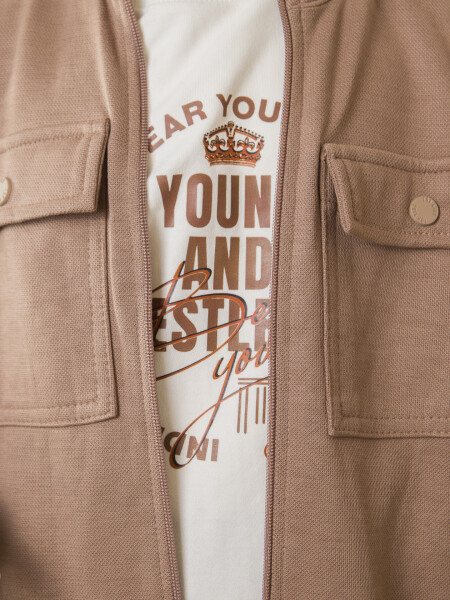 Erkek Çocuk 3'lu Alt Üst Takım 4-10 Yaş 4686 Bej - 6