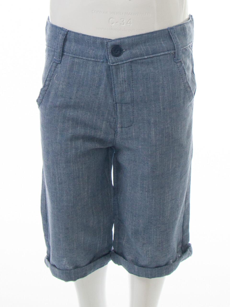 Erkek Çocuk Yazlık 2'li Alt Üst Takım (Gömlek + Şort) 3-8 Yaş 8127 Bej - Mavi - 10