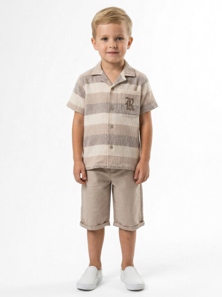 طقم ملابس صيفي للأولاد مكون من ثلاث قطع للأعمار من 3 إلى 8 سنوات، 8131 - Top Kids