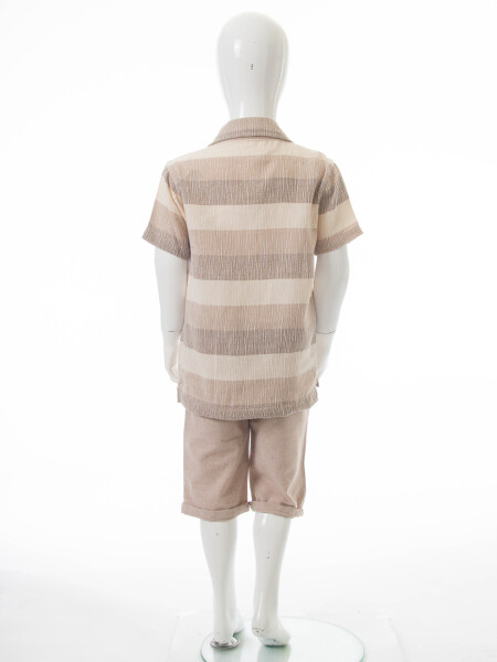 Erkek Çocuk Yazlık 3'lü Alt Üst Takım 3-8 Yaş 8131 Bej - 4