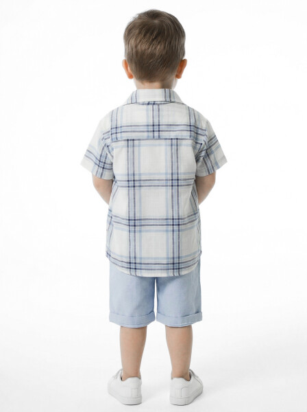 Erkek Çocuk Yazlık 3'lü Alt Üst Takım 6-24 Ay 8050 Ekru - Mavi - 3