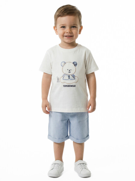 Erkek Çocuk Yazlık 3'lü Alt Üst Takım 6-24 Ay 8050 Ekru - Mavi - 4