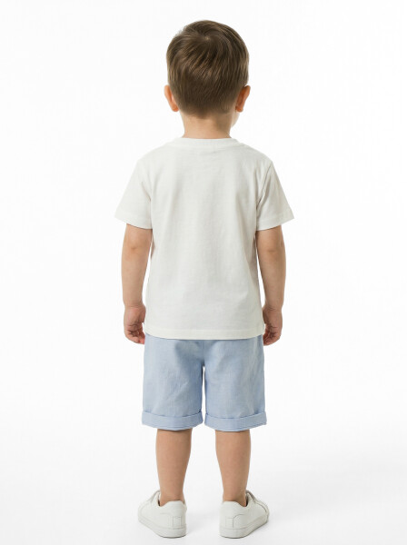 Erkek Çocuk Yazlık 3'lü Alt Üst Takım 6-24 Ay 8050 Ekru - Mavi - 5