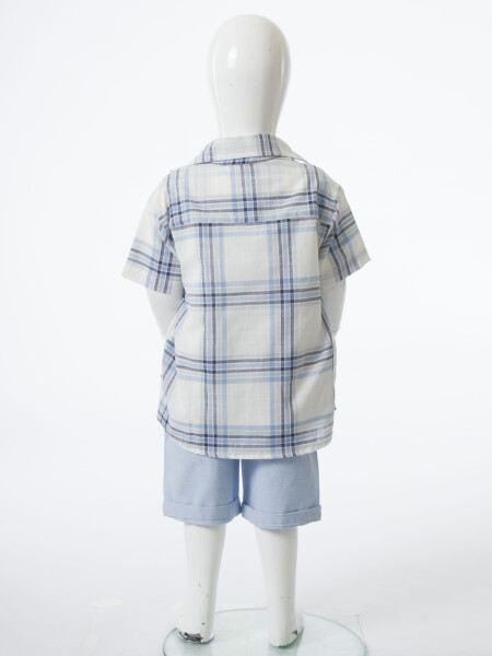 Erkek Çocuk Yazlık 3'lü Alt Üst Takım 6-24 Ay 8050 Ekru - Mavi - 7