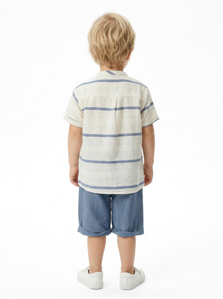 Erkek Çocuk Yazlık 2'li Alt Üst Takım (Tişort + Şort) 6-24 Ay 8081 Ekru - 2