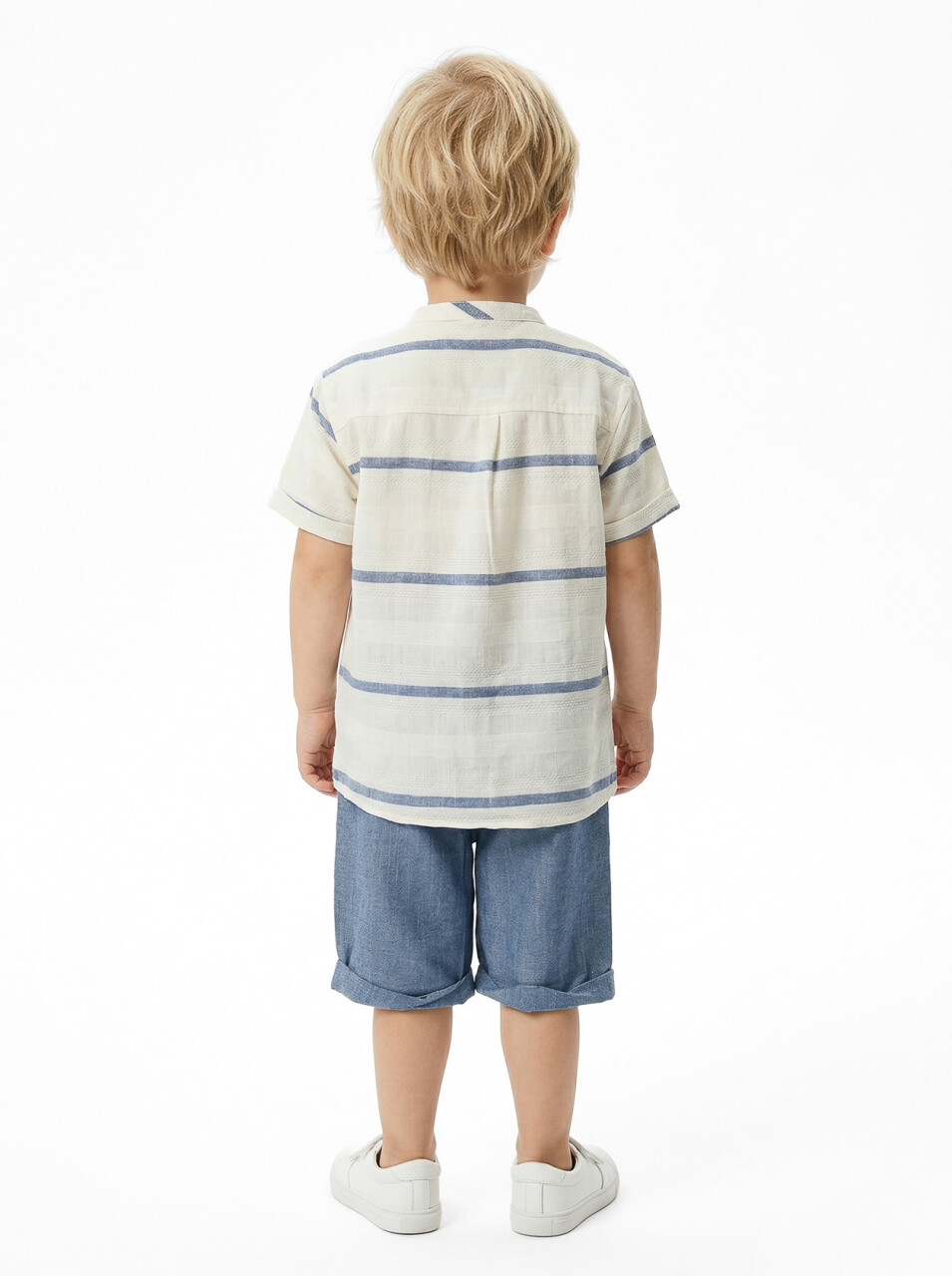 Erkek Çocuk Yazlık 2'li Alt Üst Takım (Tişort + Şort) 6-24 Ay 8081 Ekru - 2