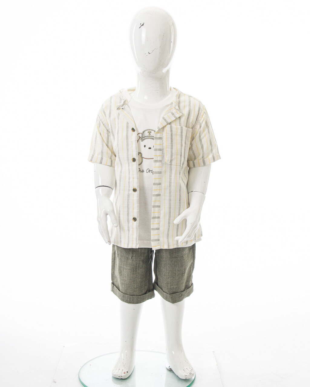 Erkek Çocuk Yazlık 3'lü Alt Üst Takım 6-36 Ay 8093 Ekru - Haki - 6