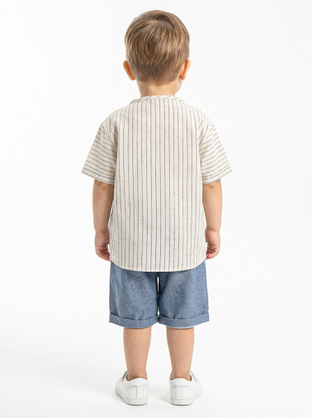 Erkek Çocuk Yazlık 3'lü Alt Üst Takım 6-24 Ay 8097 Bej - Mavi - 3