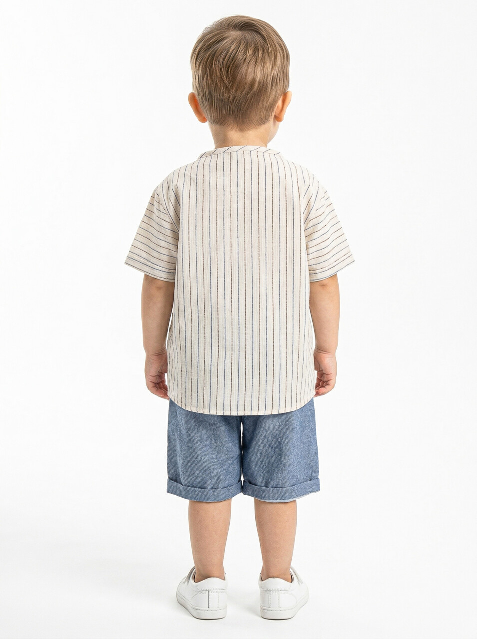 Erkek Çocuk Yazlık 3'lü Alt Üst Takım 6-24 Ay 8097 Bej - Mavi - 3