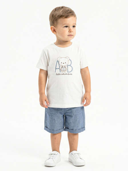 Erkek Çocuk Yazlık 3'lü Alt Üst Takım 6-24 Ay 8097 Bej - Mavi - 4