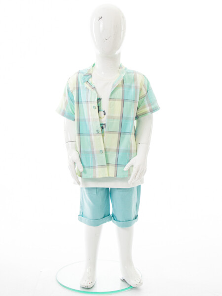 Erkek Çocuk Yazlık 3'lü Alt Üst Takım 6-36 Ay 8228 Turkuaz - 7