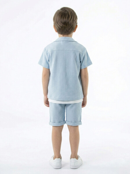 Erkek Çocuk Yazlık 3'lu Alt Üst Takım 1-5 Yaş 8314 Mavi - 4
