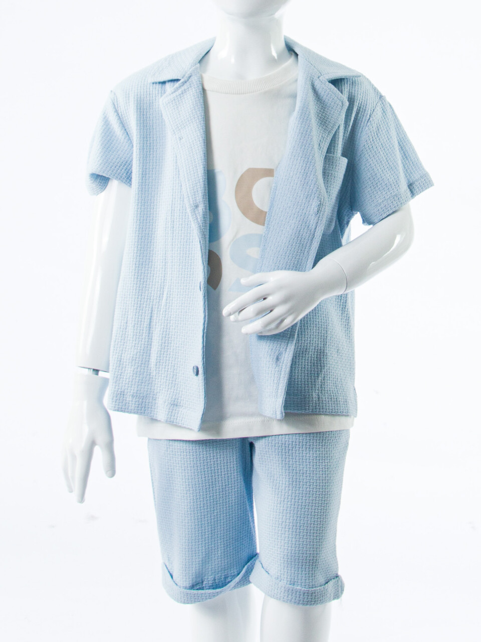 Erkek Çocuk Yazlık 3'lu Alt Üst Takım 1-5 Yaş 8314 Mavi - 7