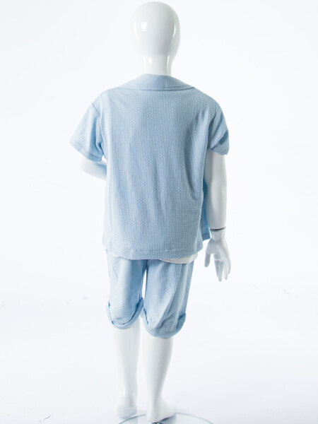 Erkek Çocuk Yazlık 3'lu Alt Üst Takım 1-5 Yaş 8314 Mavi - 8