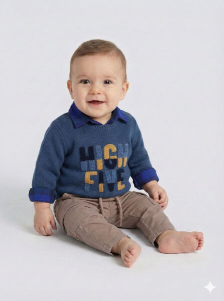 Erkek Çocuk 3'lü ALt Üst Takmı 6-36 Ay 2519 Lacivert - Top Kids