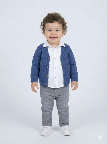 Erkek Çocuk 3'lü Alt Üst Takmı 1-5 Yaş 4253 Mavi - Top Kids