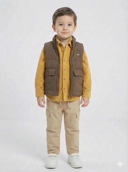 Erkek Çocuk Alt Üst Takım 3-8 Yaş 2728 Kahveringi - Hardal - Top Kids