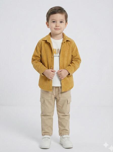 Erkek Çocuk Alt Üst Takım 3-8 Yaş 2728 Kahveringi - Hardal - 3