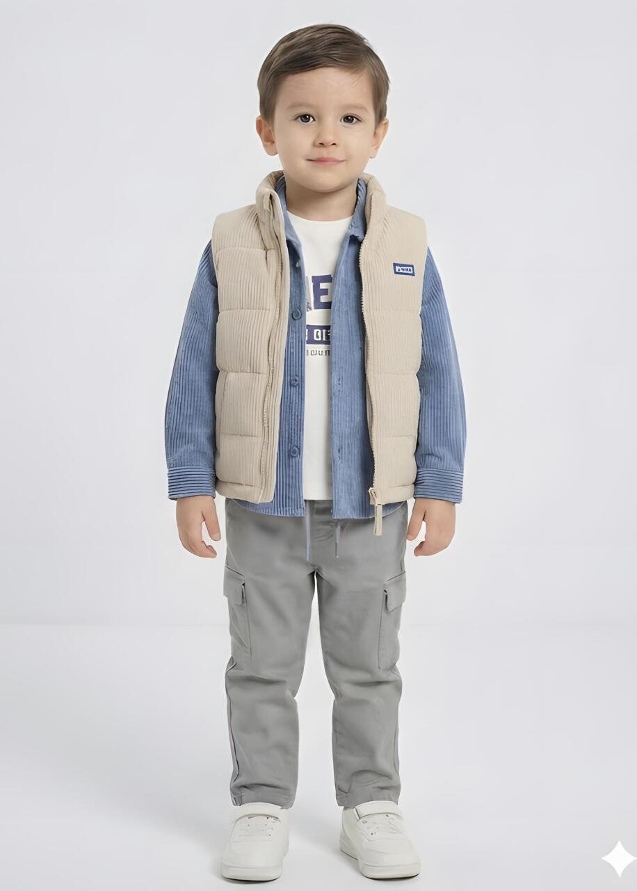 Erkek Çocuk Alt Üst Takım 3-8 Yaş 2732 Bej - Mavi - 1