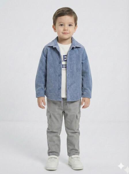 Erkek Çocuk Alt Üst Takım 3-8 Yaş 2732 Bej - Mavi - 3