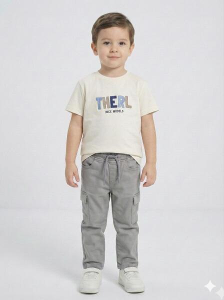 Erkek Çocuk Alt Üst Takım 3-8 Yaş 2732 Bej - Mavi - 4