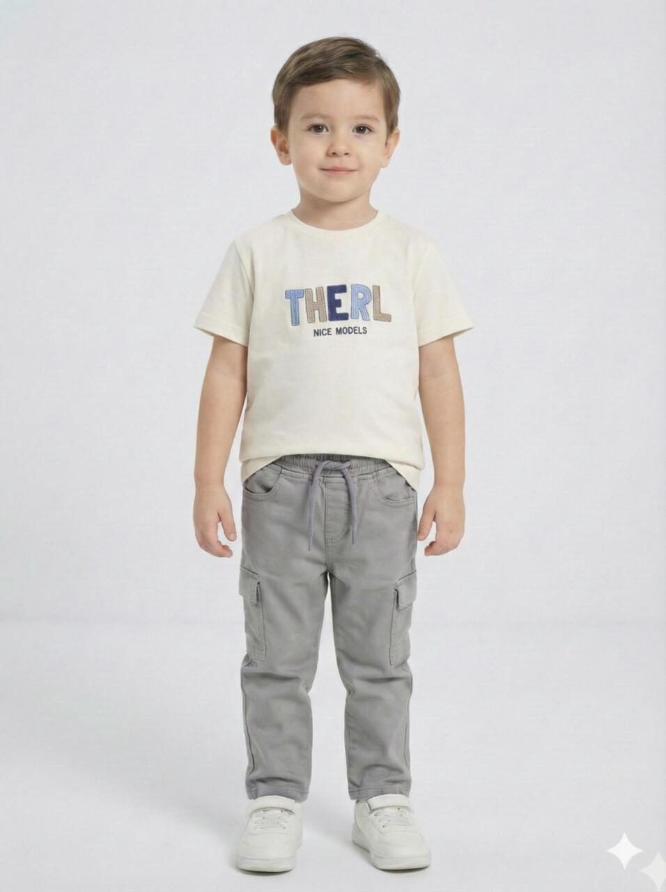 Erkek Çocuk Alt Üst Takım 3-8 Yaş 2732 Bej - Mavi - 4