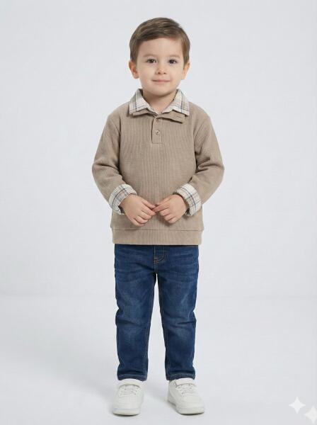 Erkek Çocuk Alt Üst Takım 6-36 Ay 2627 Bej - 3