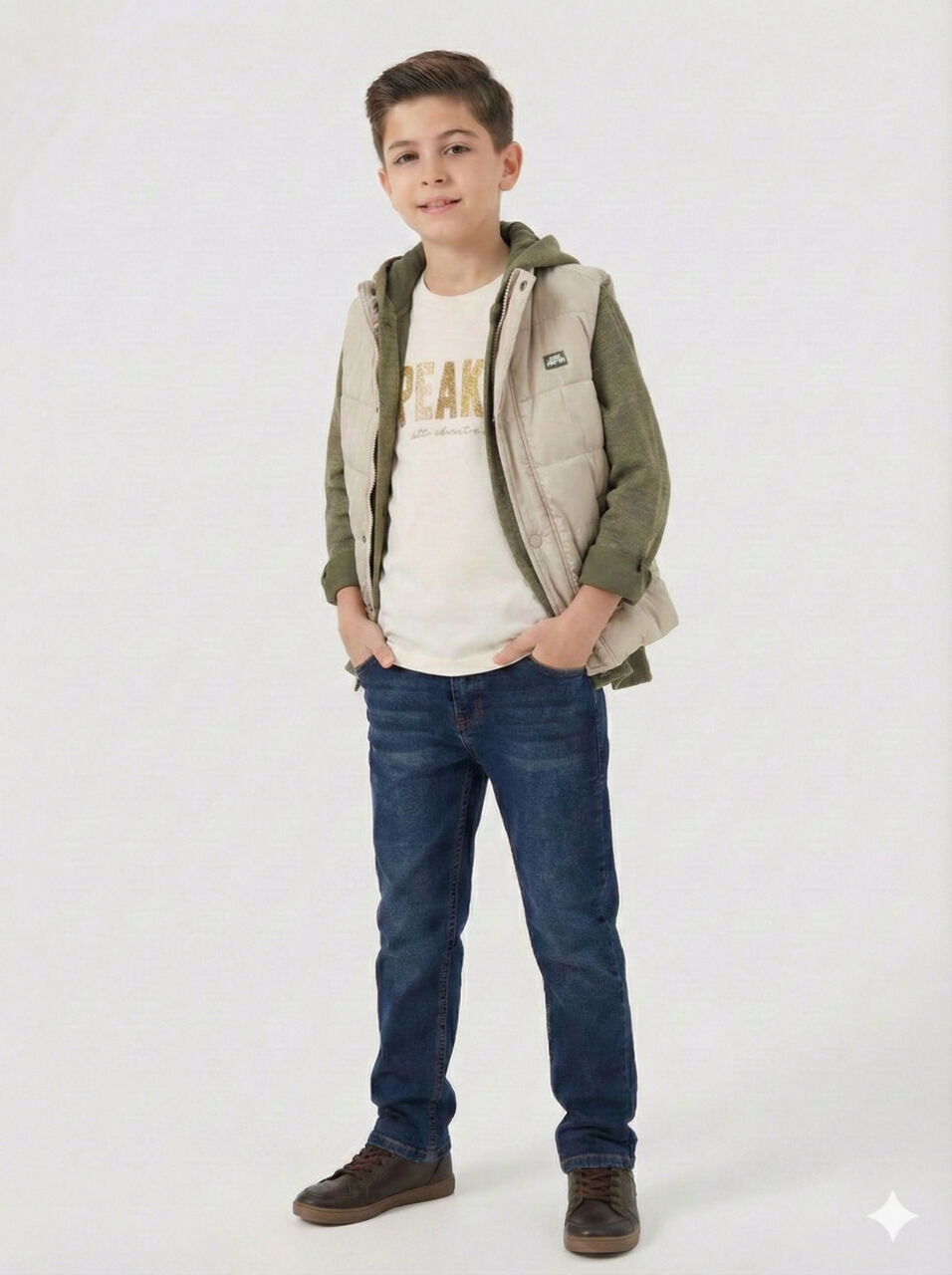 Erkek Çocuk Alt Üst Takım 8-13 Yaş 2907 Ekru - Haki - 1