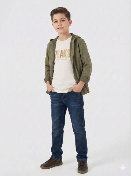 Erkek Çocuk Alt Üst Takım 8-13 Yaş 2907 Ekru - Haki - 3