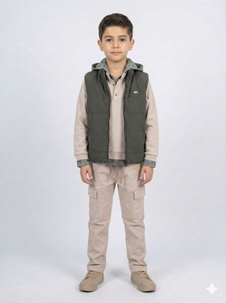 Erkek Çocuk Alt Üst Takım 8-13 Yaş 2916 Bej - Haki - Top Kids