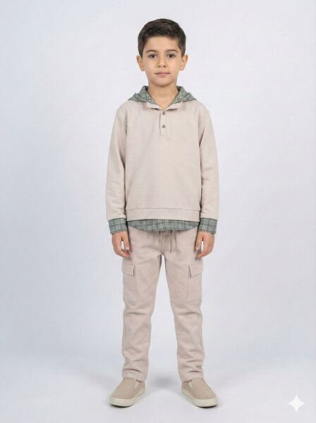 Erkek Çocuk Alt Üst Takım 8-13 Yaş 2916 Bej - Haki - 3