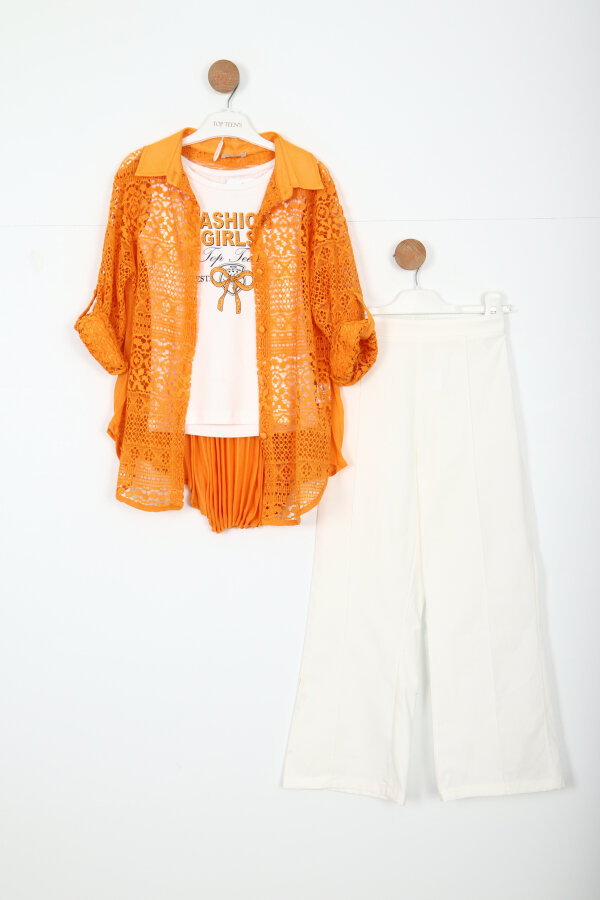 Kız Çocuk Alt Üst Takım 8-12 Yaş 5895 Turuncu - 1