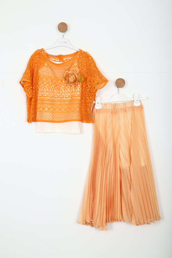 Kız Çocuk Alt Üst Takım 8-12 Yaş 5895 Turuncu - 6