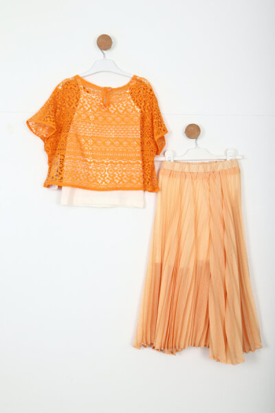 Kız Çocuk Alt Üst Takım 8-12 Yaş 5895 Turuncu - 10