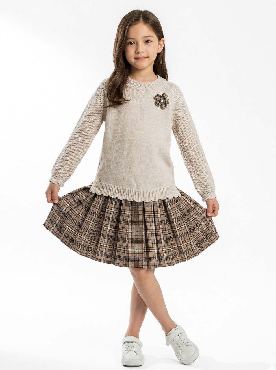 Kız Çocuk Elbise 8-12 Yaş 4067 Bej - 1