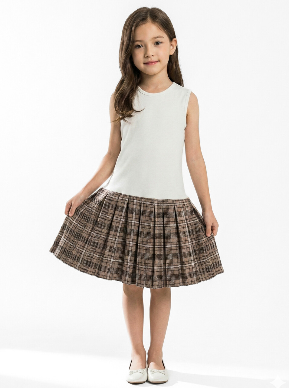 Kız Çocuk Elbise 8-12 Yaş 4067 Bej - 3