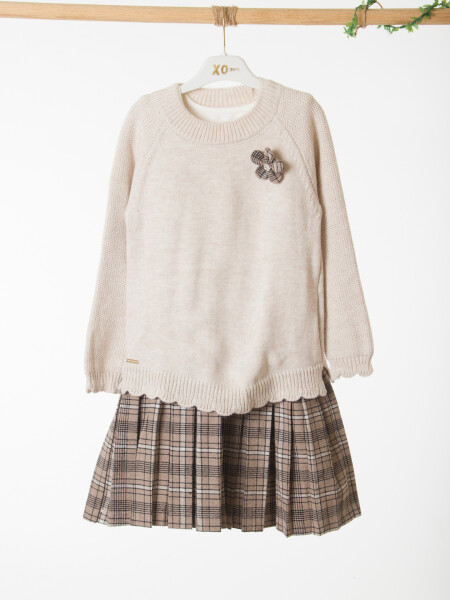 Kız Çocuk Elbise 8-12 Yaş 4067 Bej - 5