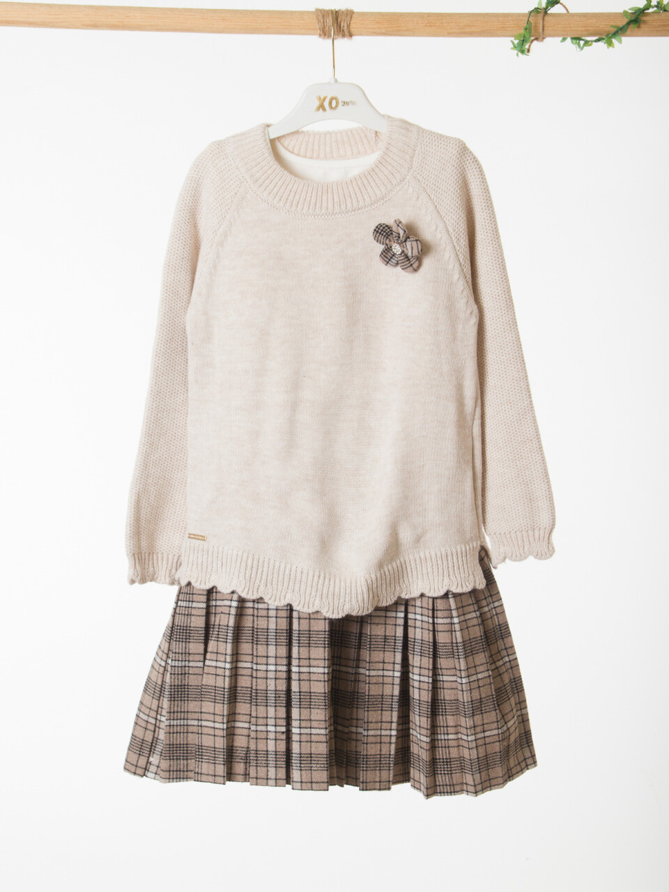 Kız Çocuk Elbise 8-12 Yaş 4067 Bej - 5