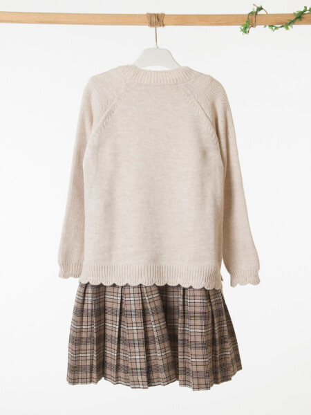 Kız Çocuk Elbise 8-12 Yaş 4067 Bej - 6