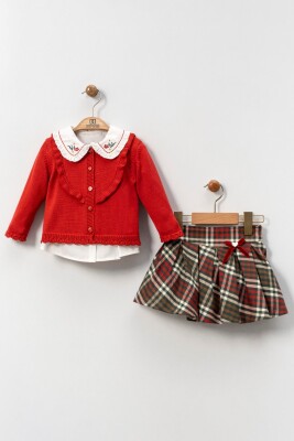 Kız Çocuk Alt Üst Etek Takım 6-36 Ay 3073 Kırmızı - Top Teens