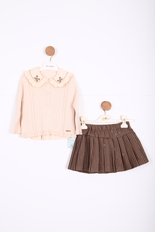 Kız Çocuk Alt Üst Etek Takım 6-36 Ay 3099 Bej - Top Teens