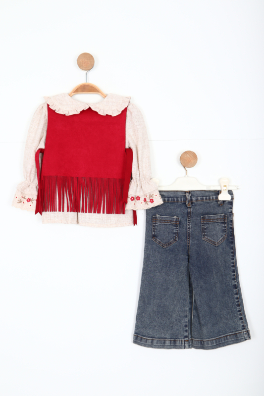 Kız Çocuk Pantolon Takım 2-6 Yaş 3161 Kırmızı - 2