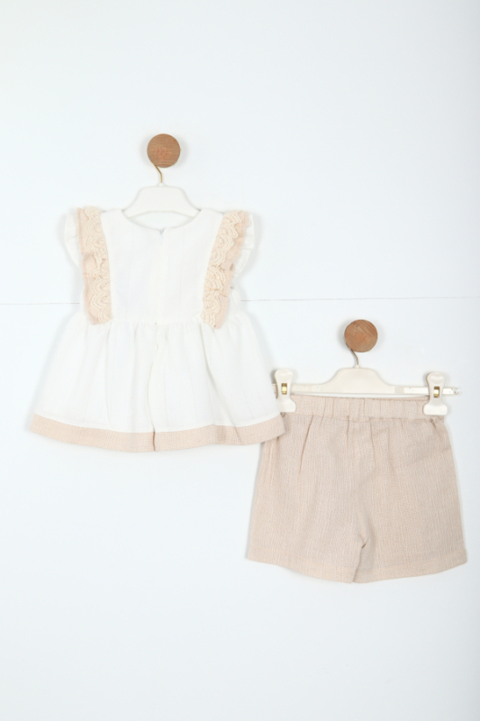 Kız Çocuk Etek Takım 1-5 Yaş 3519 Bej - 4