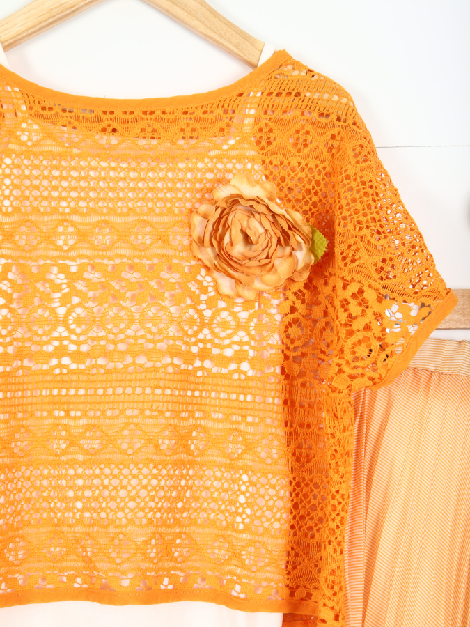 Kız Çocuk Elbise 6-10 Yaş 5893 Turuncu - 2